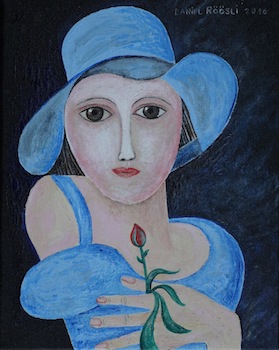 Frau in blau